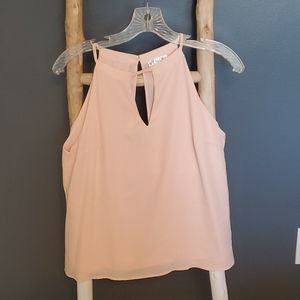 Venus pink solid sleeveless round neck keyhole High halter Neck top. XS
